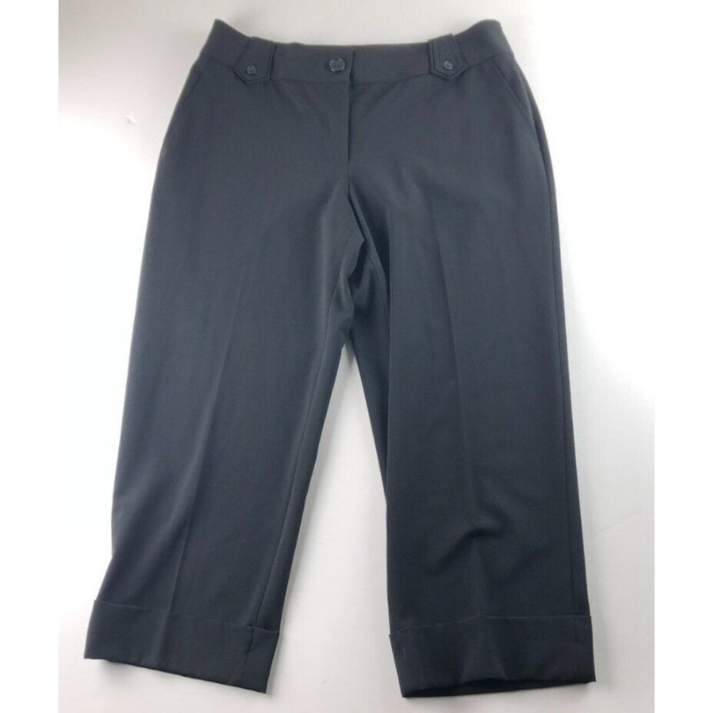 NWT WHBM Black Legacy Fit Cropped Leg Dress Pants Slacks Cuffed Unlined Sz 8
